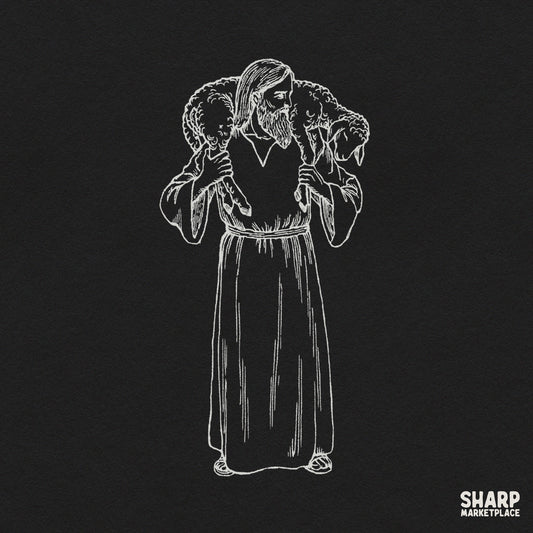 The Good Shepherd Carrying Twin Sheep Sketch, Faithful