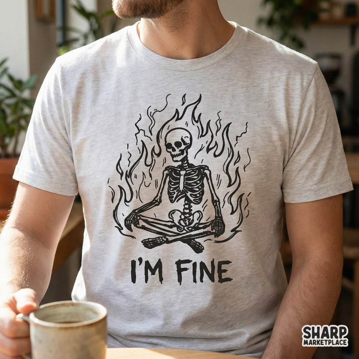 I'm Fine Skeleton PNG, Funny Skeleton Flames Digital Download - 300 DPI