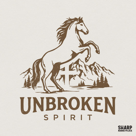 Unbroken Spirit PNG, Western Horse Design - 300 DPI Design for T-Shirt
