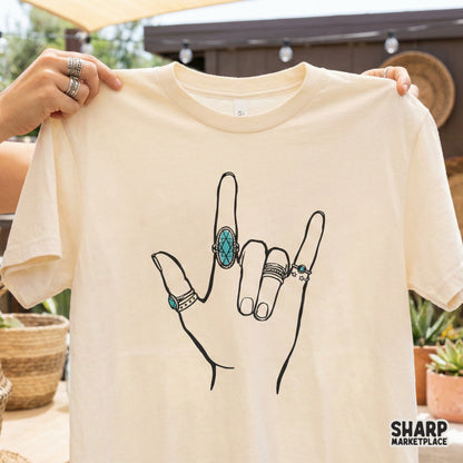 I Love You PNG Hand Sign, Boho Rings - 300 DPI Design for T-Shirt