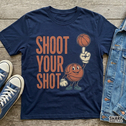 Retro Shoot Your Shot basketball PNG clipart design for game day sports shirts and basketball mom apparel