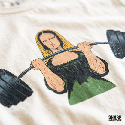 Mona Lisa Weightlifting Barbell Art, Funny Gym Parody
