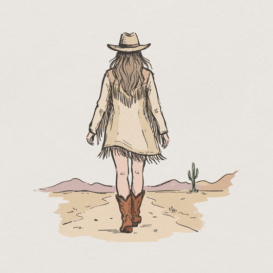 Cowgirl Desert PNG, Western Woman Clipart - 300 DPI Design for T-Shirt