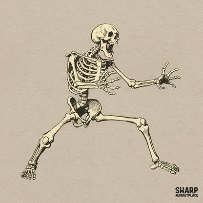Dynamic Lunging Fighting Skeleton Martial Arts Stance