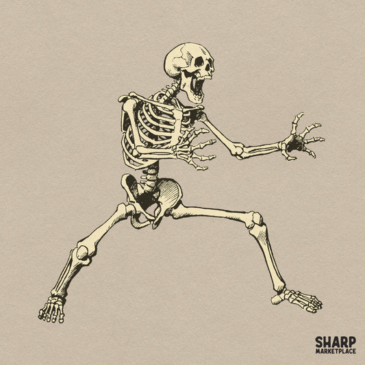 Dynamic Lunging Fighting Skeleton Martial Arts Stance