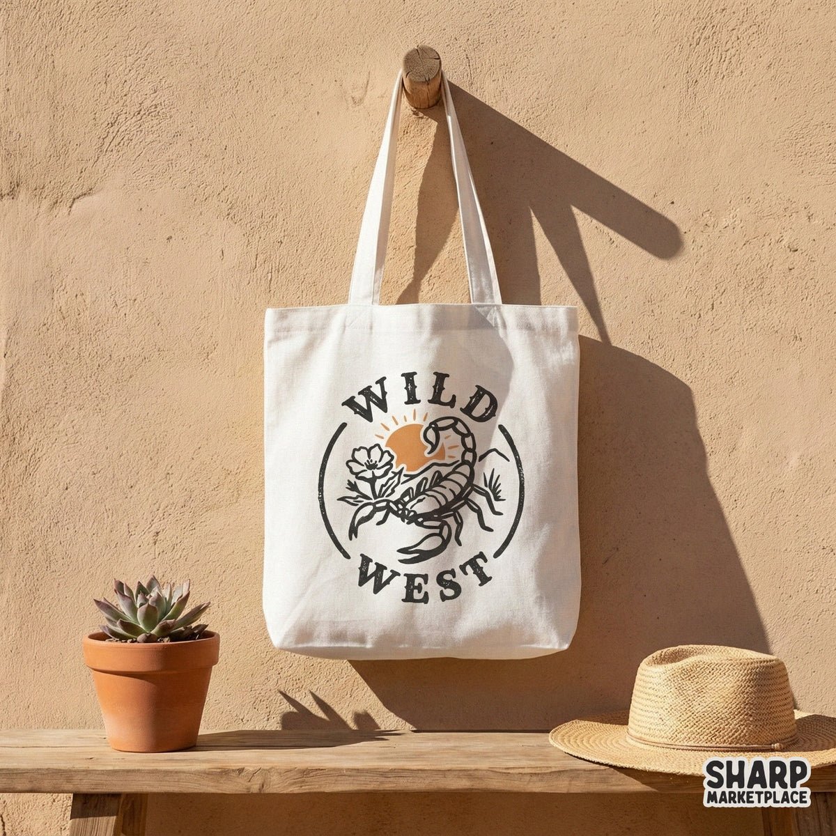 Retro desert themed digital download with a scorpion, flower, and sun, perfect for western shirts, sublimation prints, stickers, and custom DIY gifts.