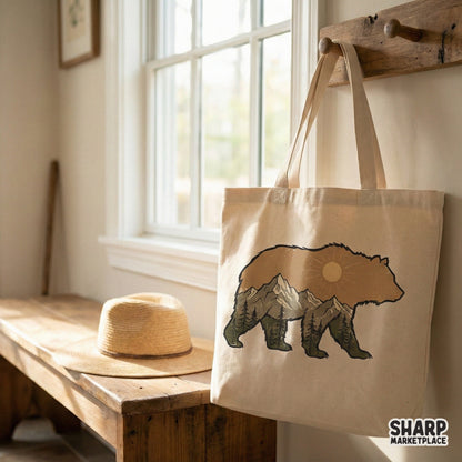 Bear Sun PNG, Mountain Forest PNG Download - 300 DPI Design for T-Shirt