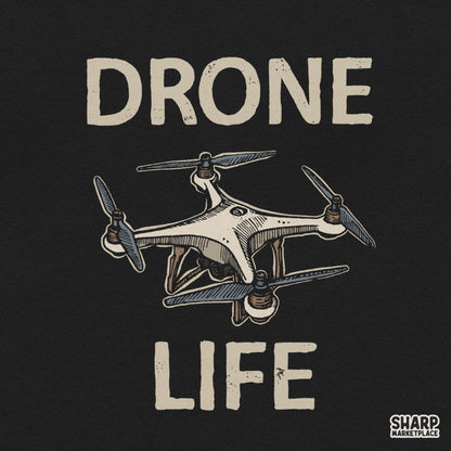 Retro Drone Life quadcopter pilot illustration for funny aviation gift sublimation t-shirts and tumblers