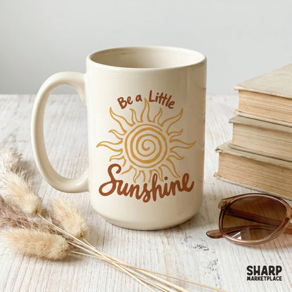 Trendy summer sublimation graphic with a spiral sun and positive quote, perfect for creating custom stickers, tumblers, and colorful wall art.