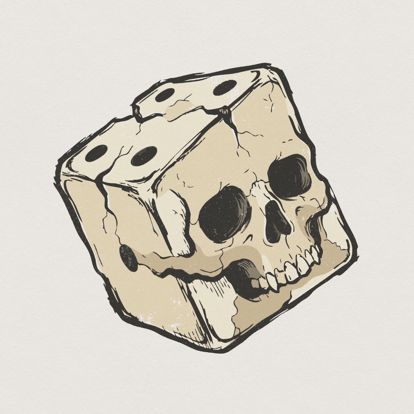 Skull Dice PNG, Gothic Skull Art - 300 DPI Design for T-Shirt