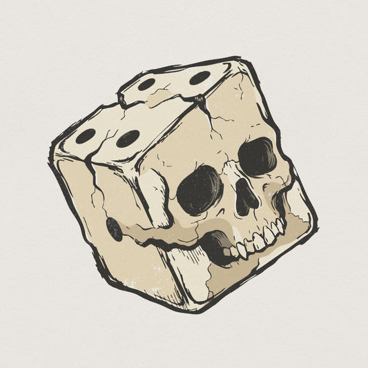 Skull Dice PNG, Gothic Skull Art - 300 DPI Design for T-Shirt