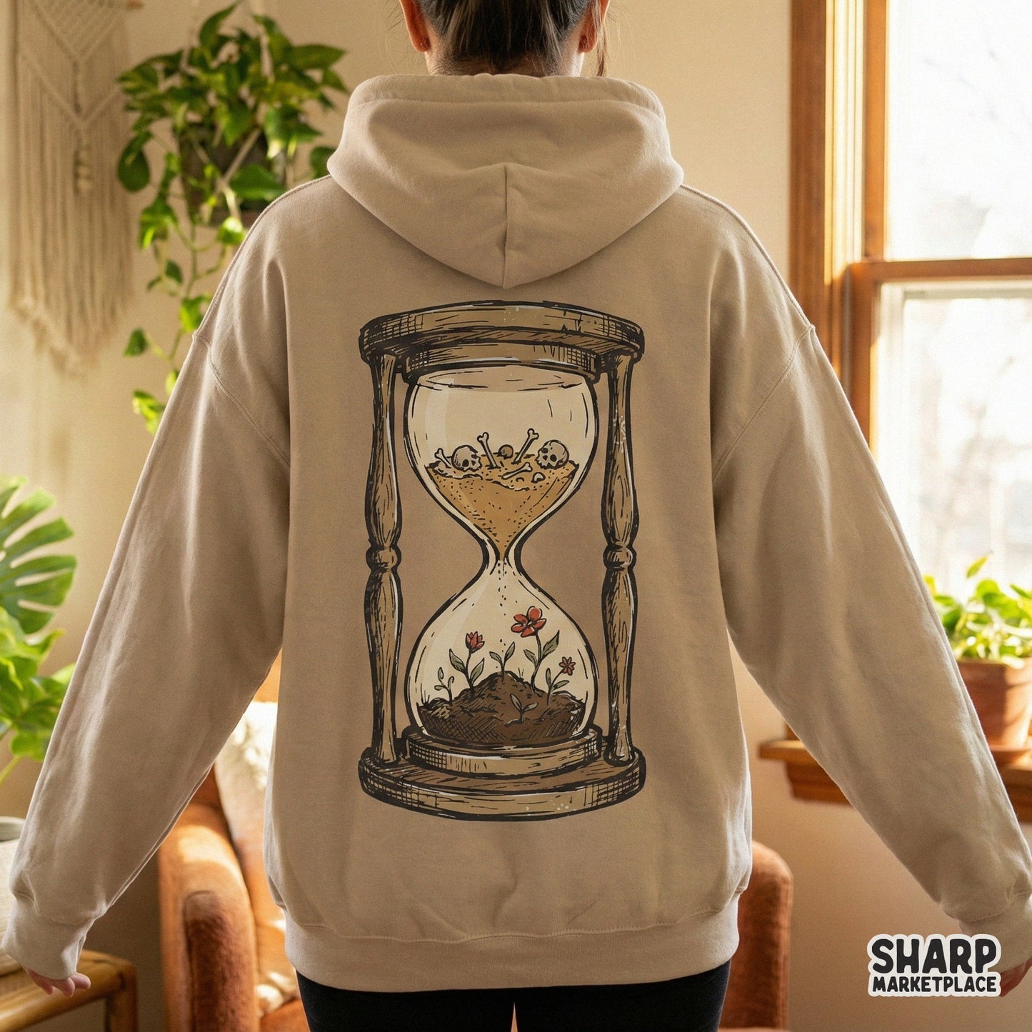 Hourglass PNG, Skeleton Sand Art - 300 DPI Design for T-Shirt