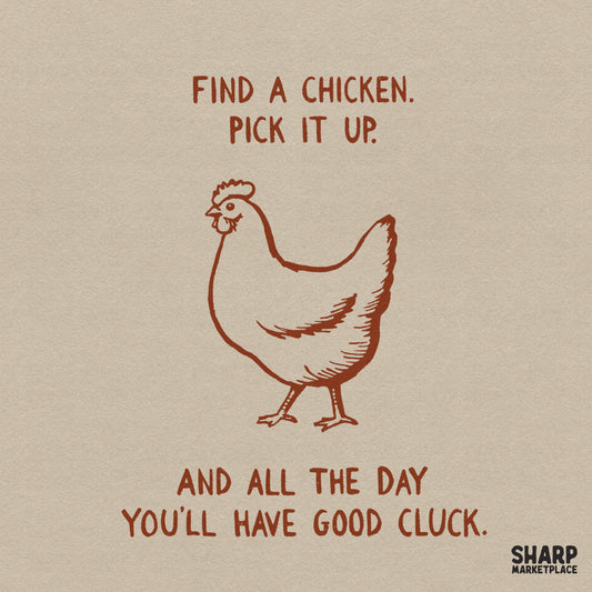 Funny retro farm pun shirt design featuring a sarcastic Good Cluck chicken lover PNG graphic