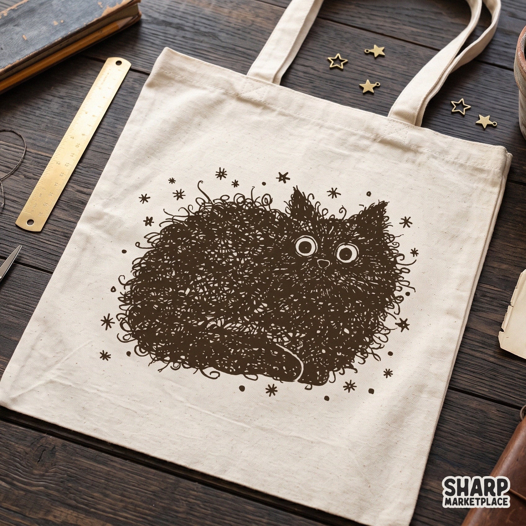 Retro weirdcore feral black cat loaf with stars funny animal memes digital PNG printable for t-shirts