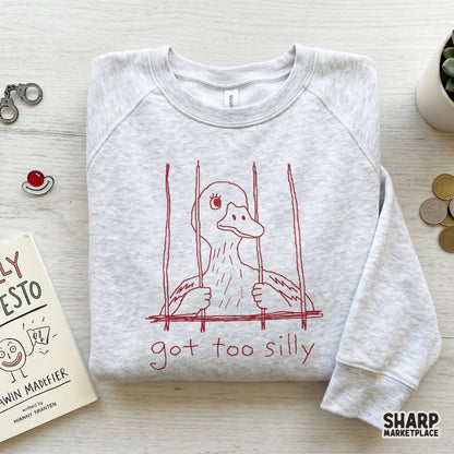 Digital download of a funny jailbird duck doodle in red ink, featuring a sarcastic caption for DIY stickers, tumblers, or humorous custom clothing designs.