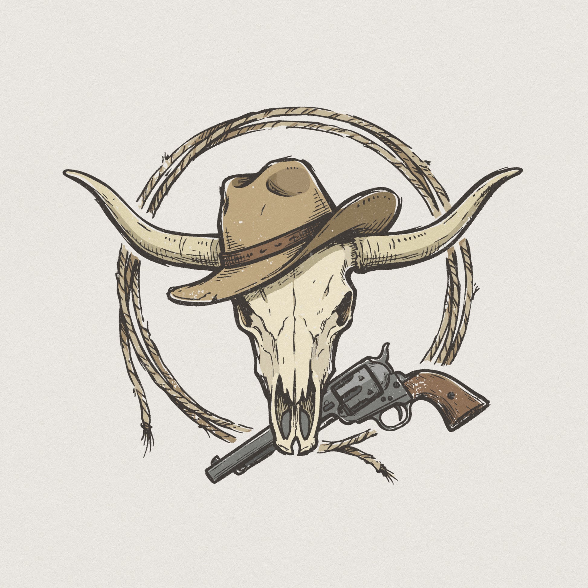 Cowboy Skull PNG, Western Cowboy Hat Skull - 300 DPI Design for T-Shirt