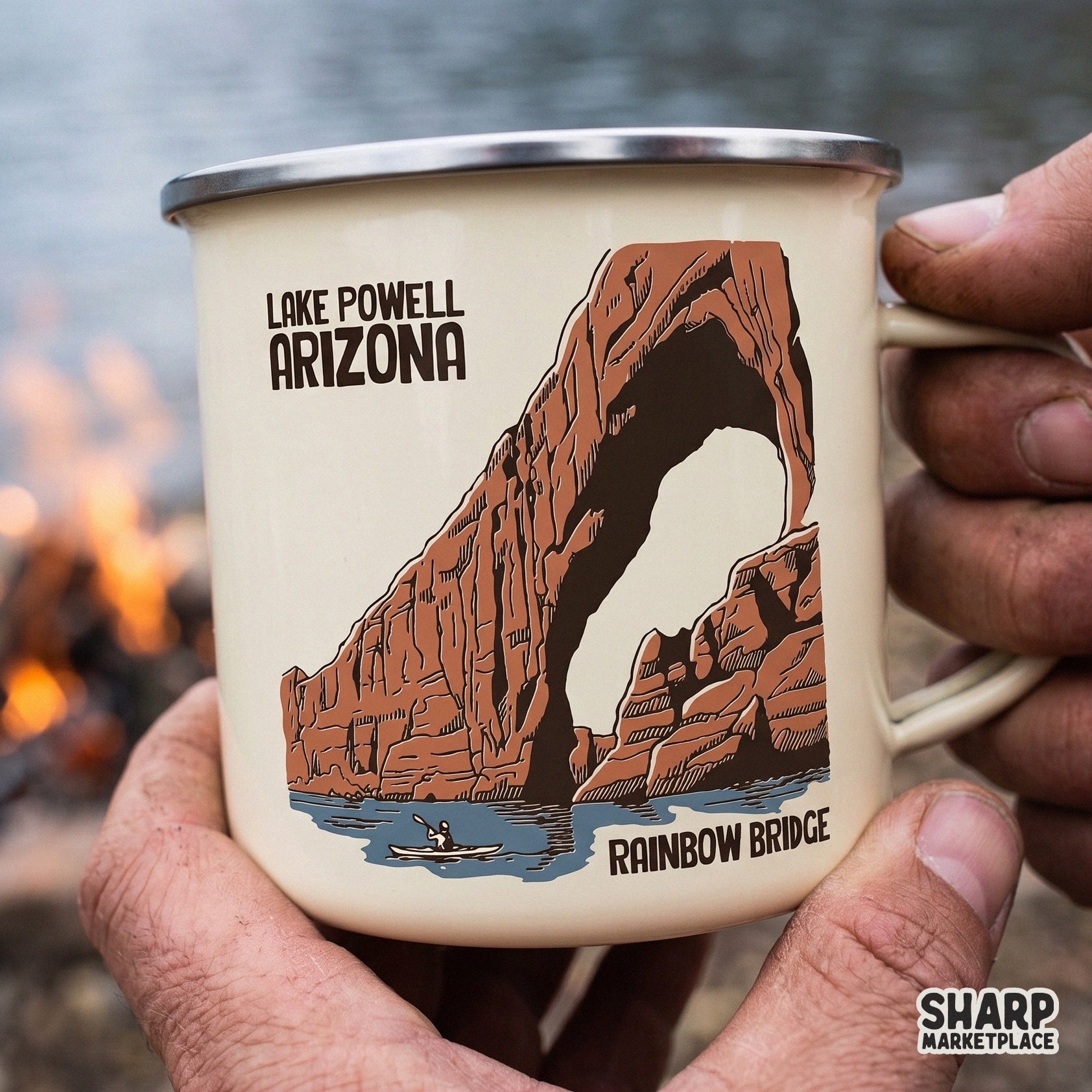 Retro Lake Powell Arizona Rainbow Bridge digital design for summer sublimation t-shirts