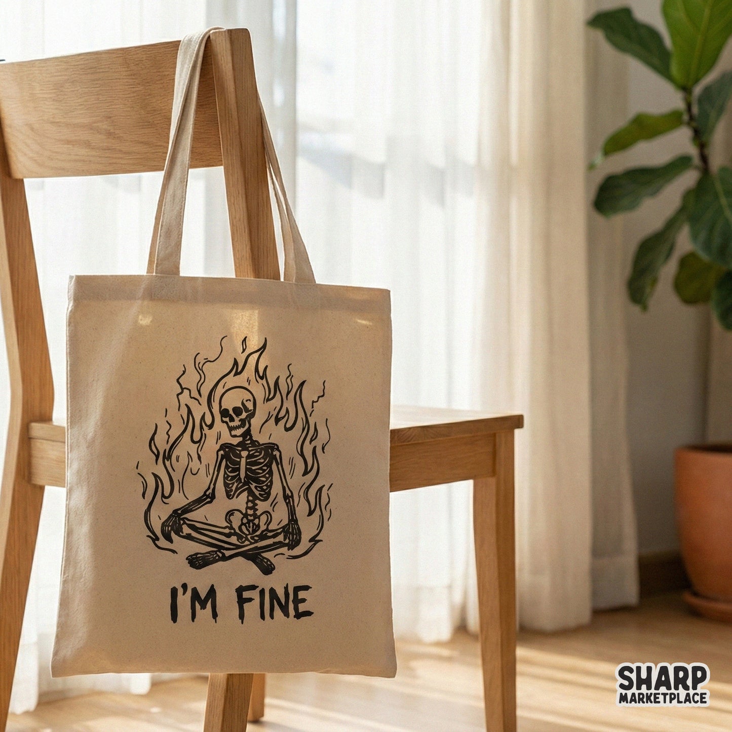 I'm Fine Skeleton PNG, Funny Skeleton Flames Digital Download - 300 DPI