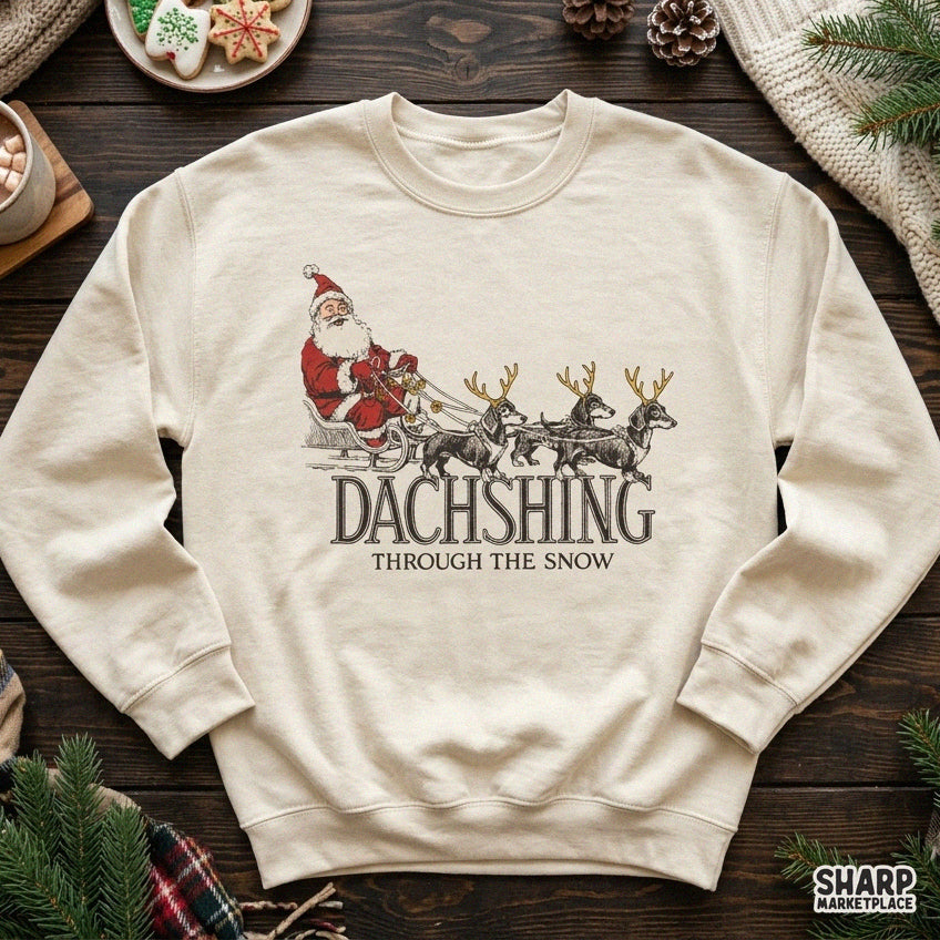 Dachshing Through The Snow Funny Dachshund Sleigh Dog