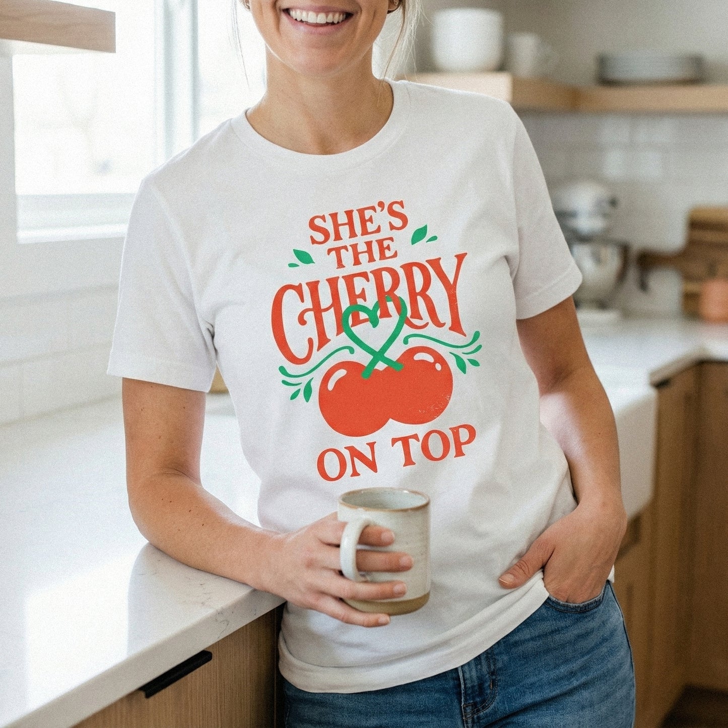 She’s The Cherry On Top PNG, Cute Retro Quote - 300 DPI Design for T-Shirt