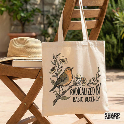 Radicalized By Basic Decency PNG, Funny Bird Floral Shirt - 300 DPI