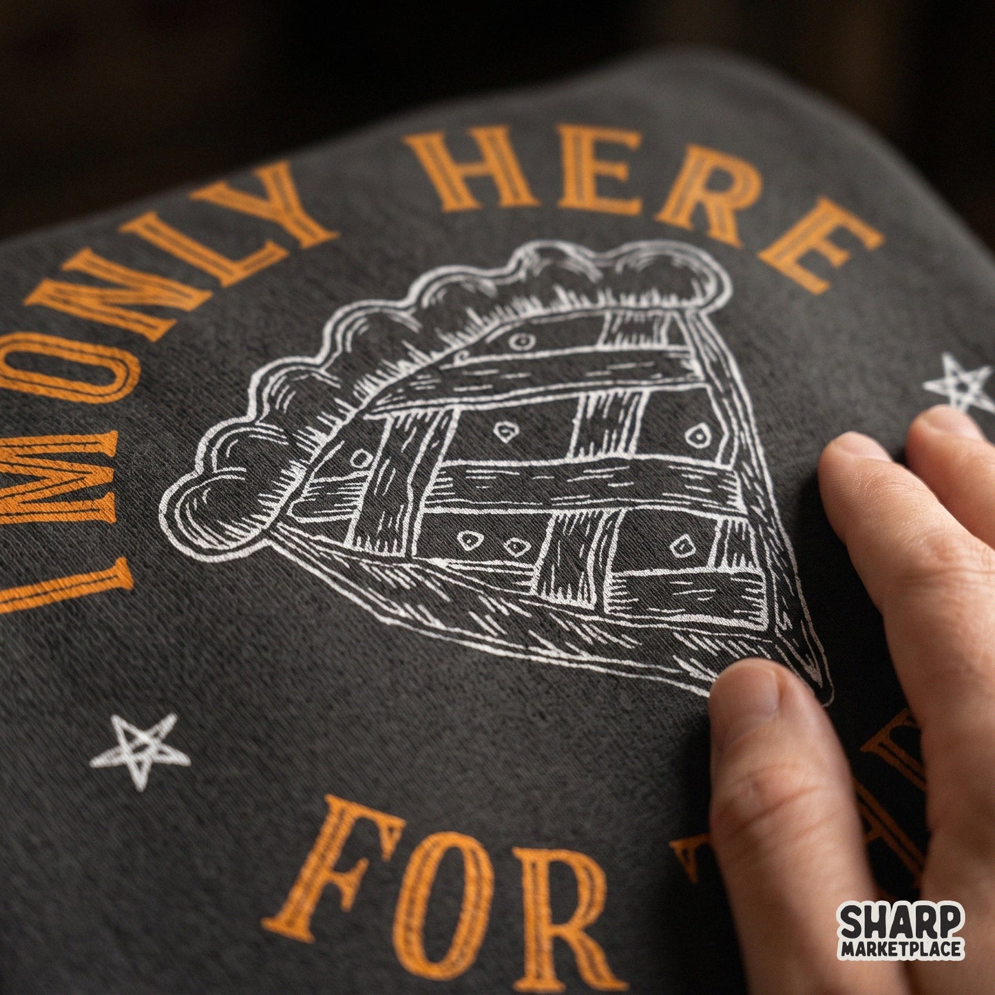 Retro I'm Only Here For The Pie funny Thanksgiving PNG for sarcastic autumn shirts and fall dessert sublimation designs