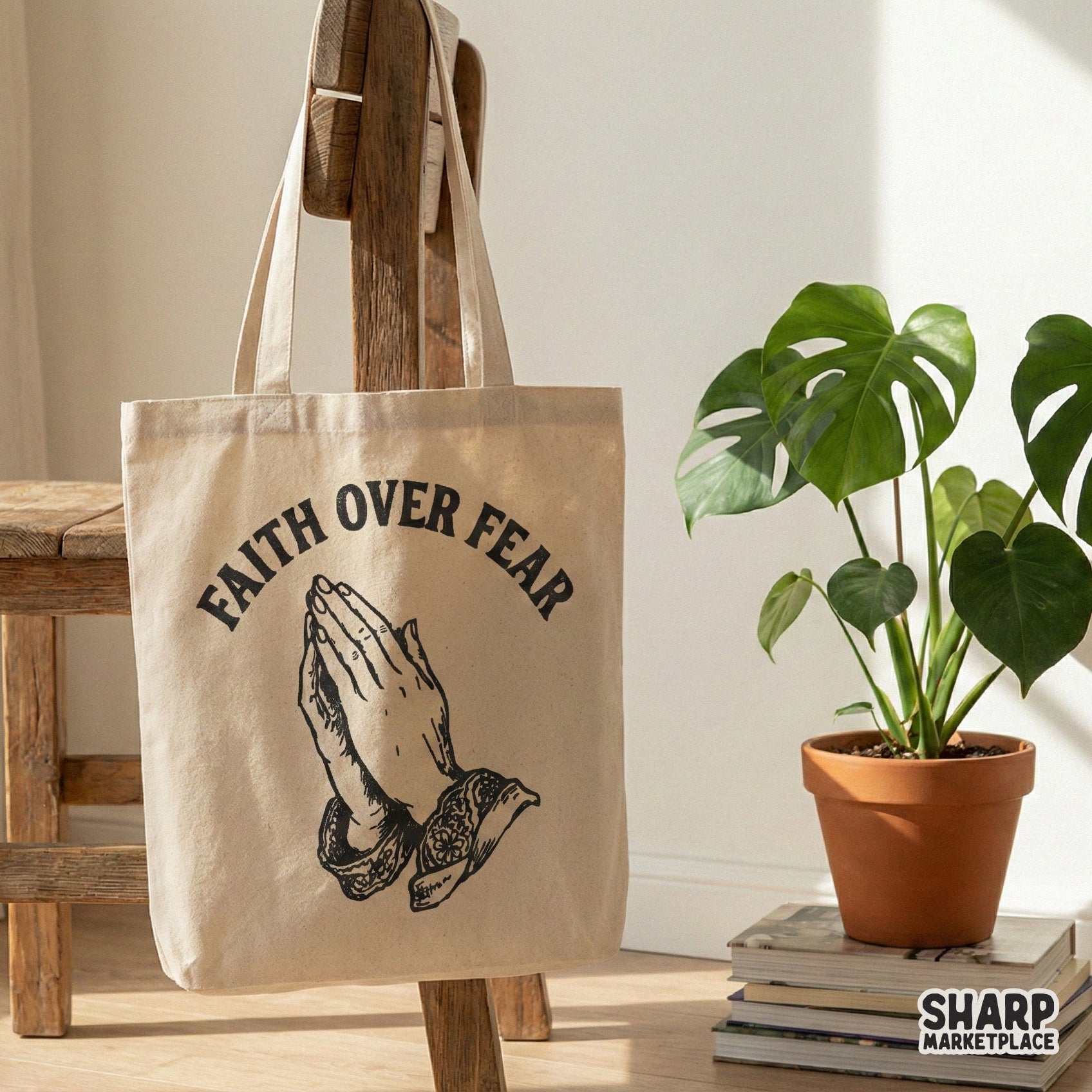 Faith Over Fear PNG, Praying Hands Shirt Design - 300 DPI Design for