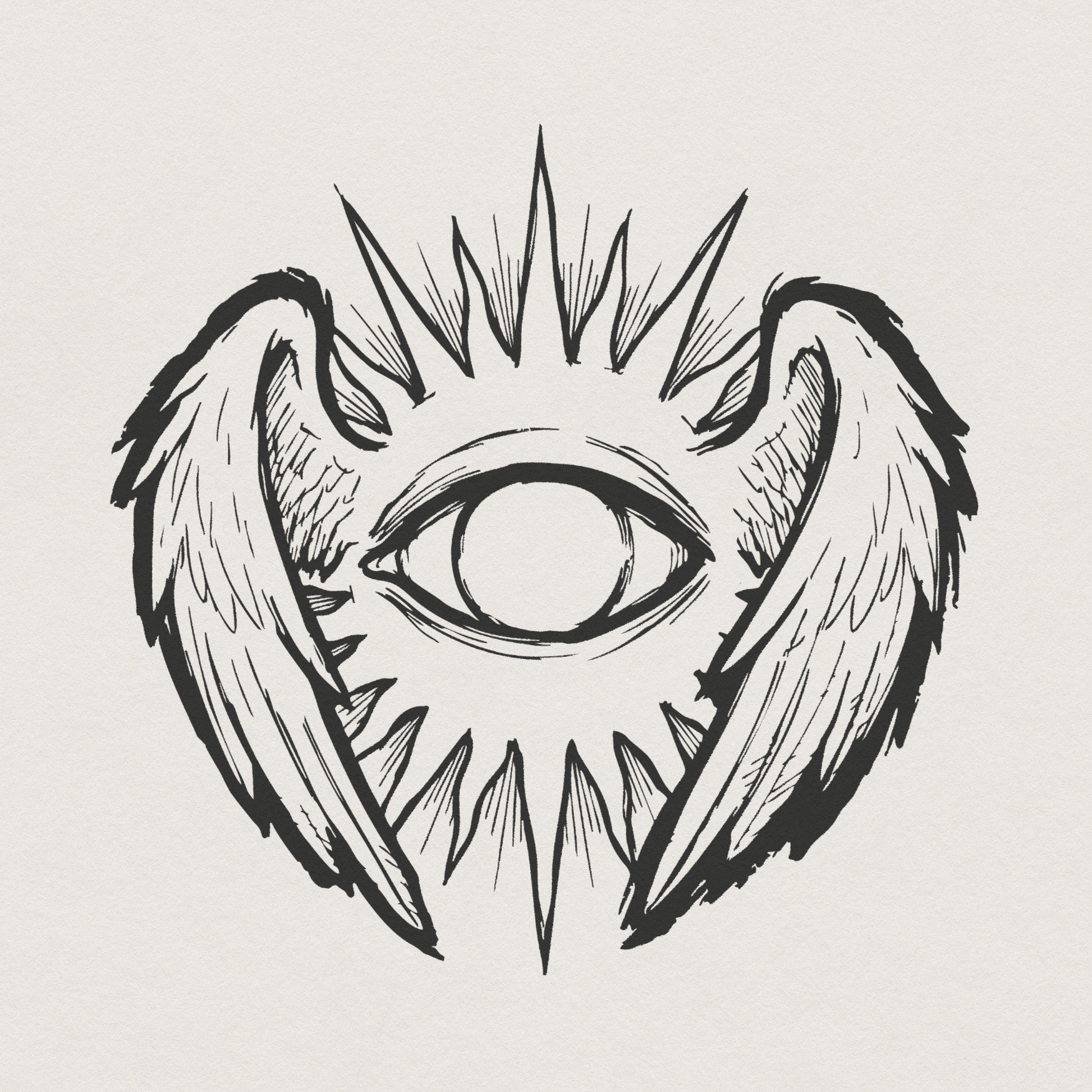 Celestial Eye With Angel Wings PNG, Mystical Sunburst Design Printable -