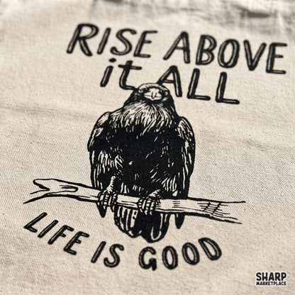 Rise Above It All raven graphic design ideal for fall shirt sublimation and spooky season apparel