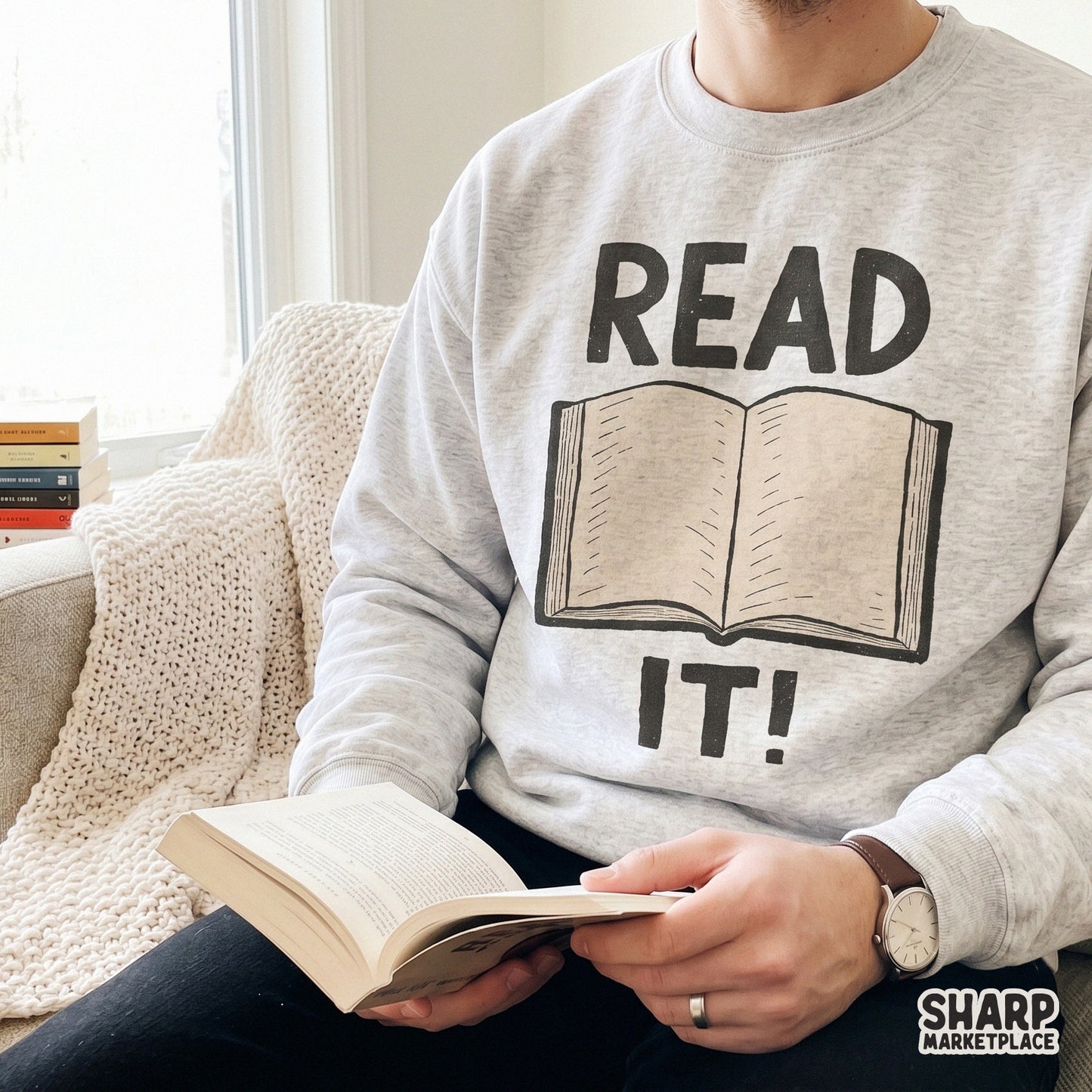 Read It vintage open book graphic PNG for retro bookworm apparel and library reading club shirt designs