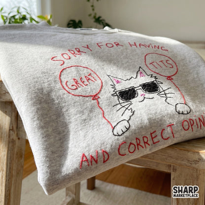 Funny cat illustration with red balloons and sarcastic typography, ideal for creating custom tumblers, apparel, and trendy sublimation projects.