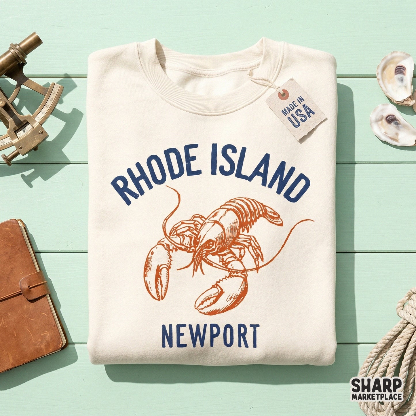 Rhode Island Newport lobster graphic PNG for trendy coastal beach summer shirts and seafood themed apparel designs