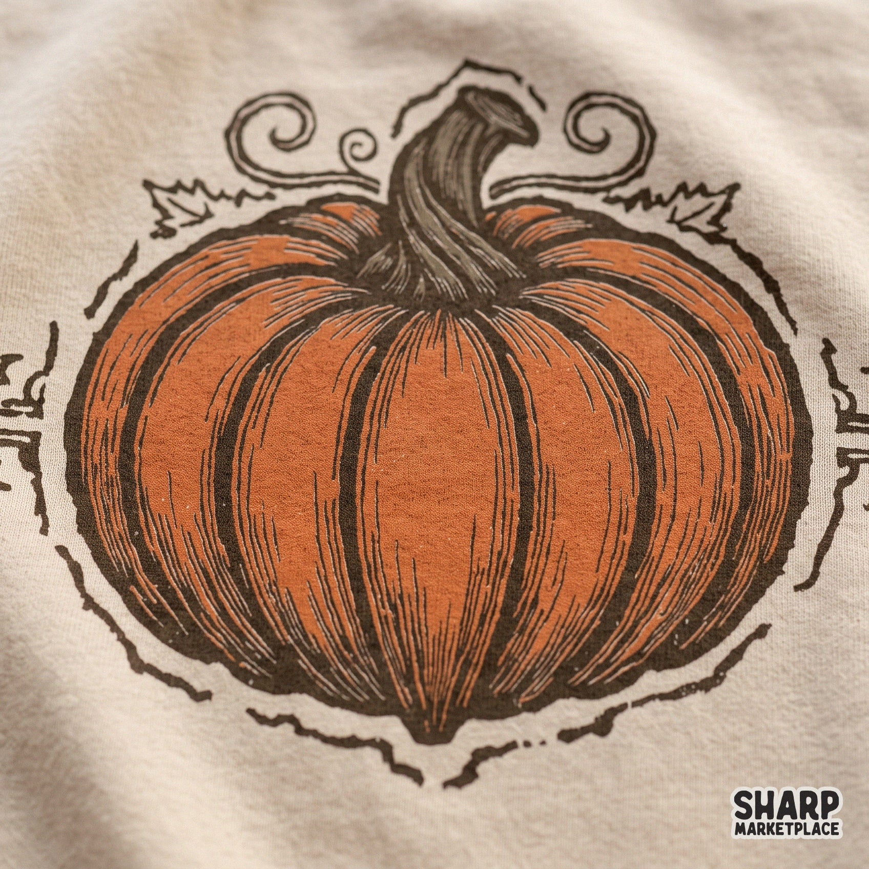 Vintage ornamental pumpkin illustration in a retro fall png design for sublimation t-shirts