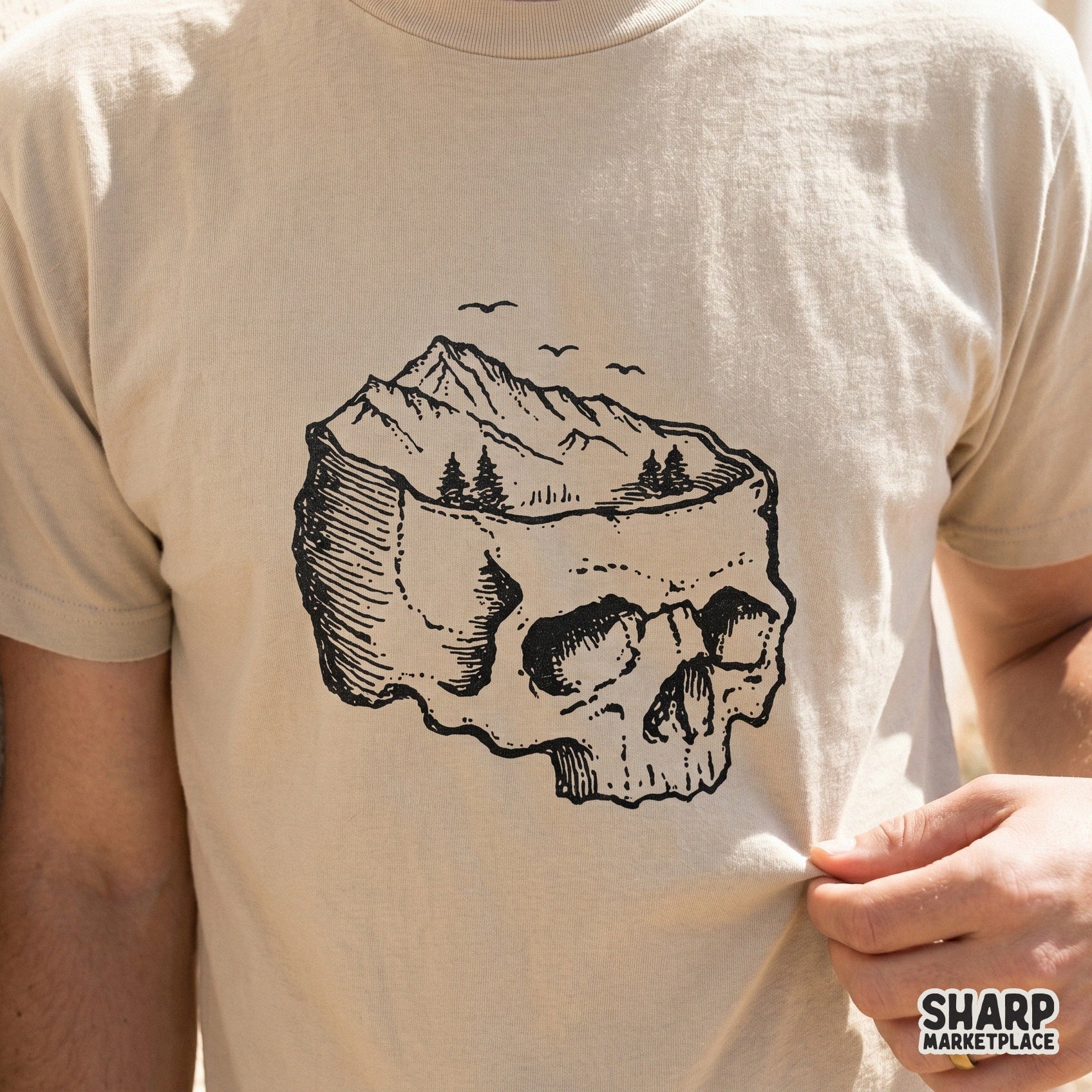 Skull Mountain Lake, Western PNG Nature Scene - 300 DPI Design for T-Shirt