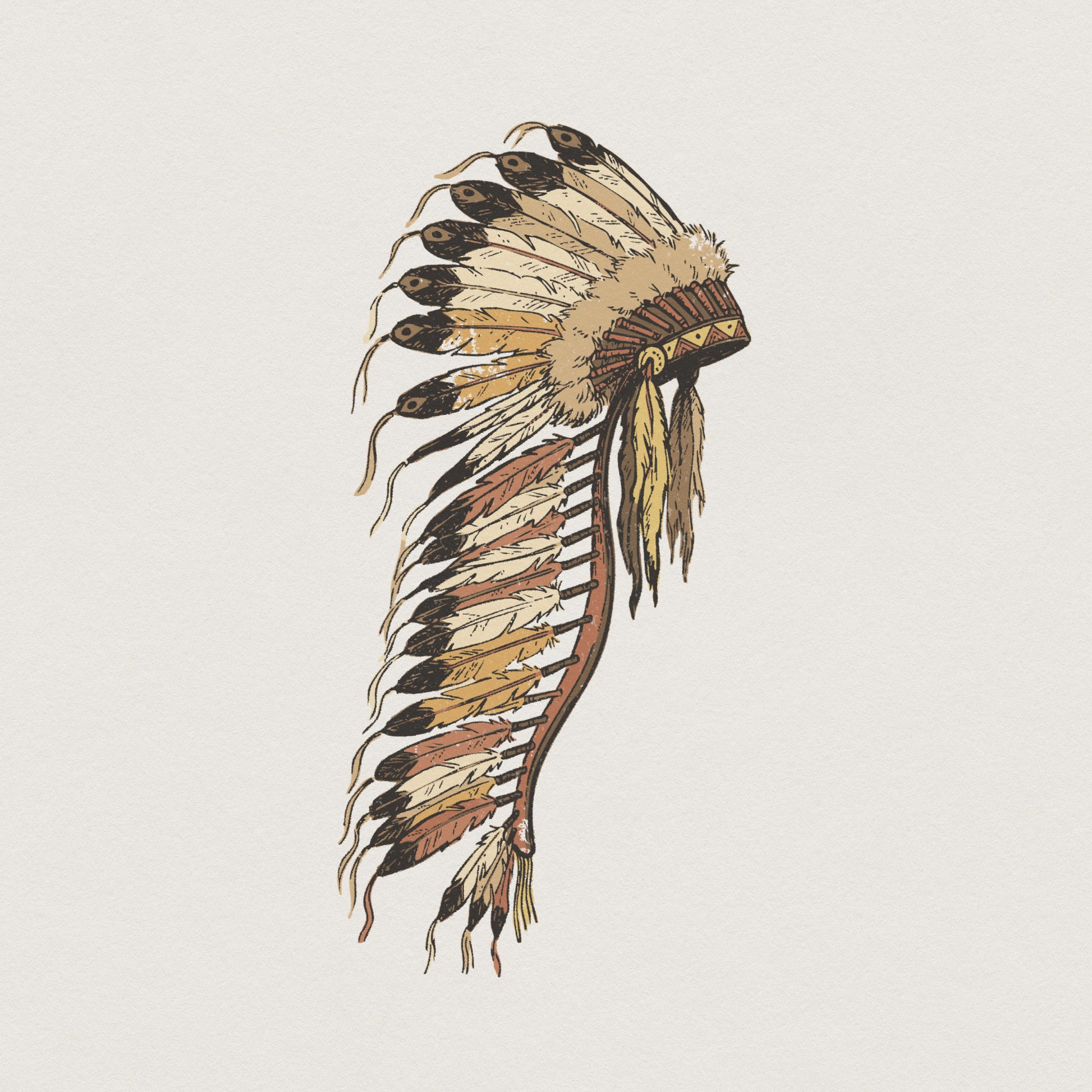 Native American Headdress PNG, Digital Print - 300 DPI Design for T-Shirt