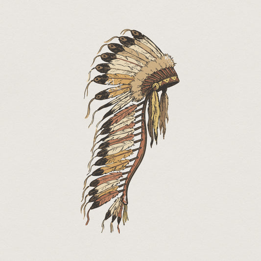 Native American Headdress PNG, Digital Print - 300 DPI Design for T-Shirt