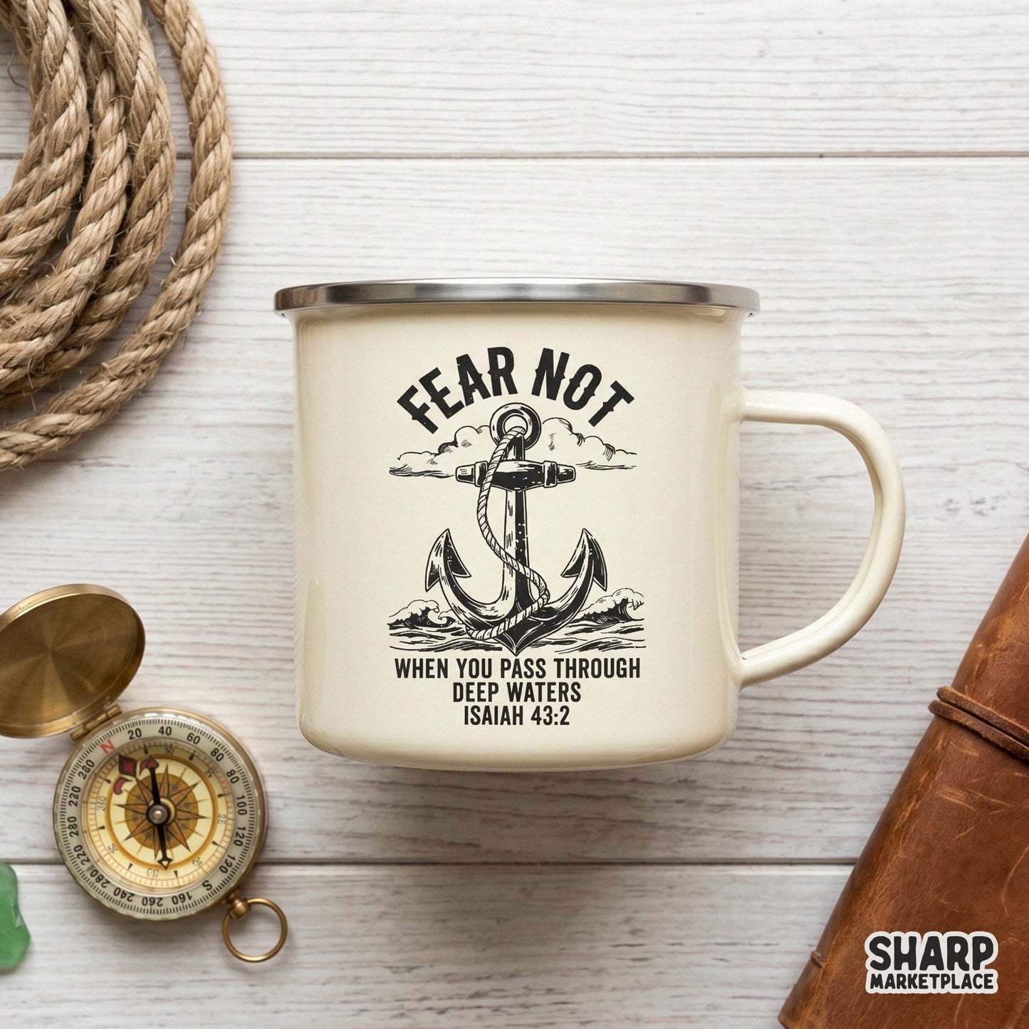 Retro Isaiah 43:2 Fear Not Christian sublimation PNG graphic with an anchor design for religious t-shirts