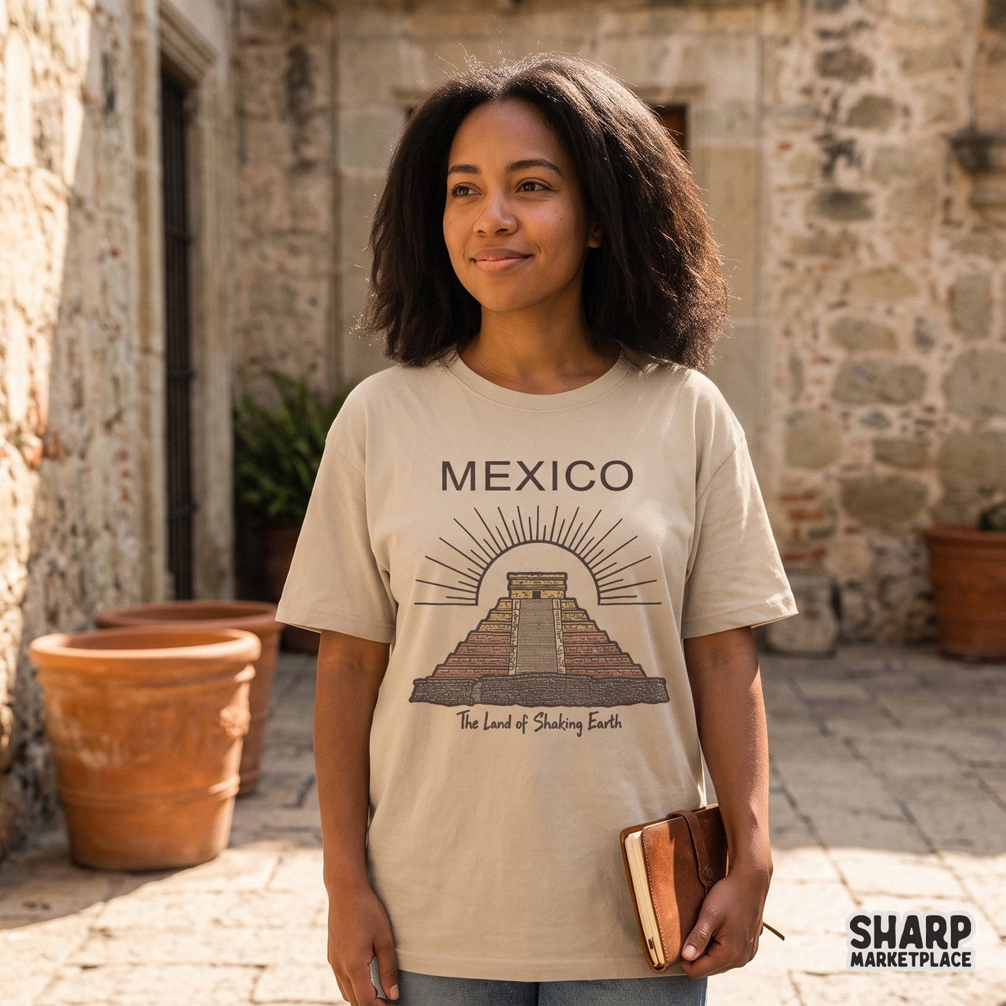 Vintage Mayan ruins summer png art featuring a Mexico pyramid design for retro t-shirt sublimation templates