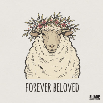 Forever Beloved Sheep PNG, Floral Crown Printable Shirt - 300 DPI Design
