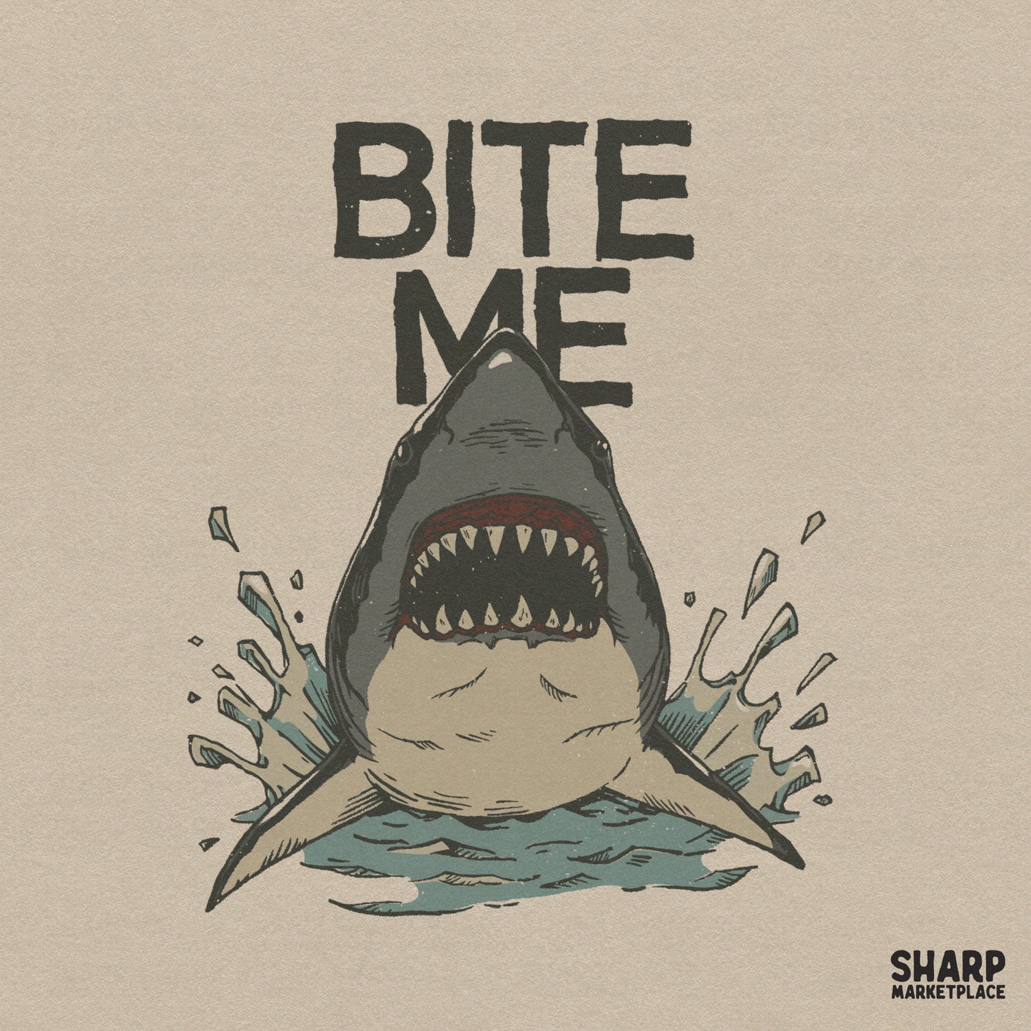 Funny retro shark graphic with sarcastic ocean humor for summer beach shirt sublimation