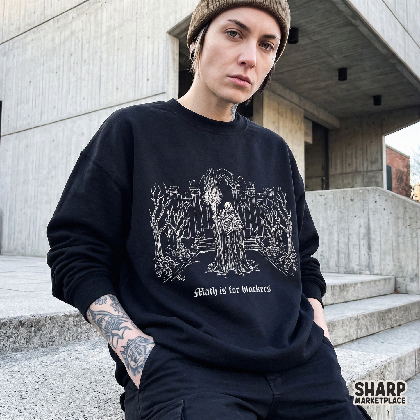 Skeleton wizard skull with retro math is for blockers text for halloween teacher shirts and sarcastic rpg humor designs