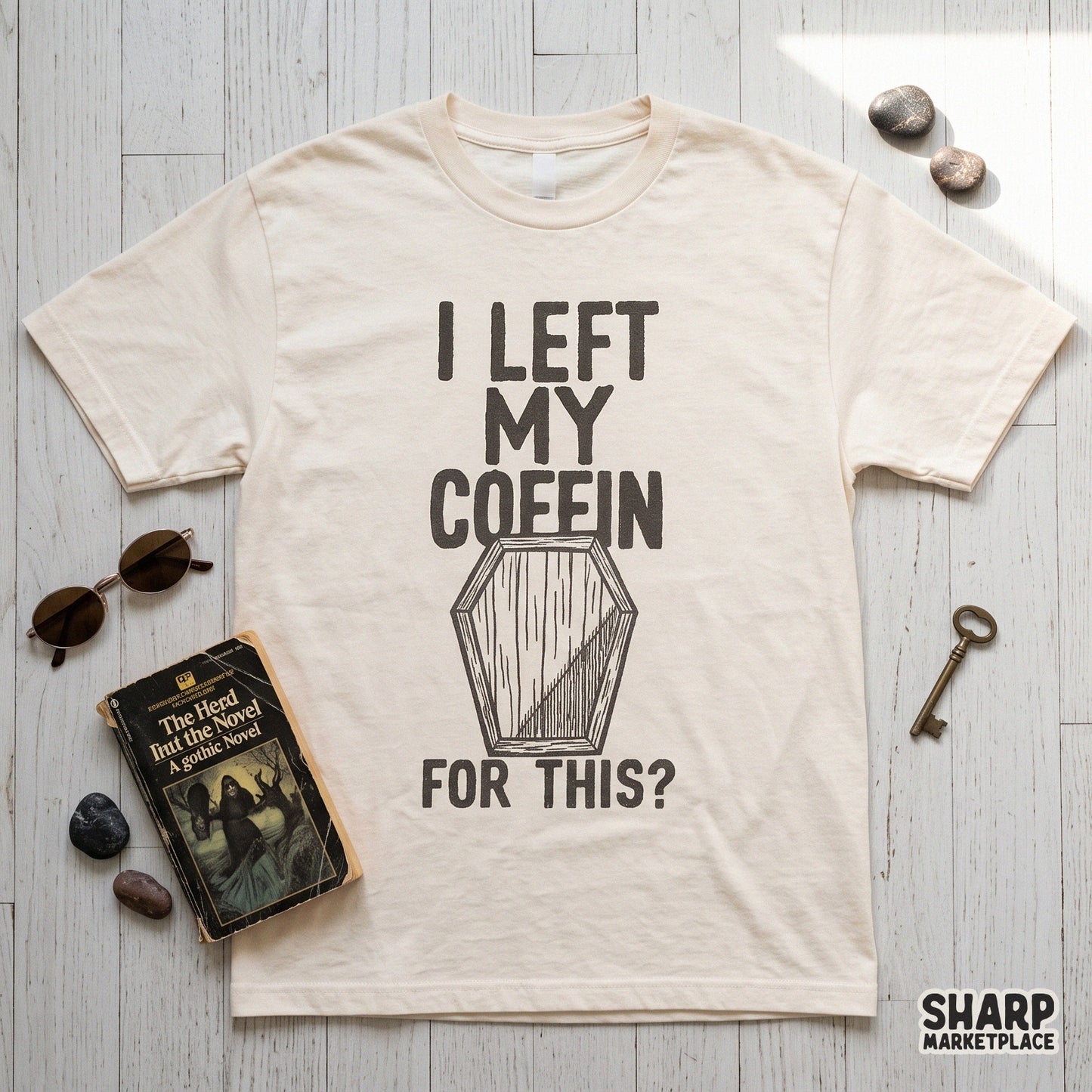 Funny retro I Left My Coffin For This sarcastic Halloween PNG graphic for spooky season shirts and sublimation crafts