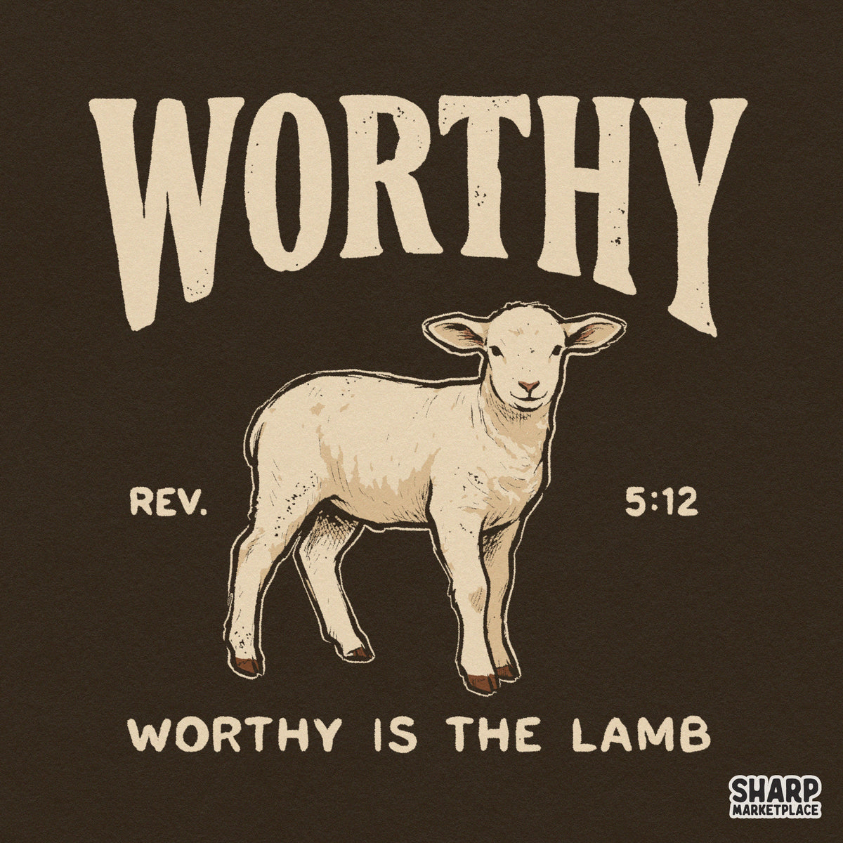 Vintage Christian Easter PNG design featuring Worthy Is The Lamb Bible verse art for shirt sublimation