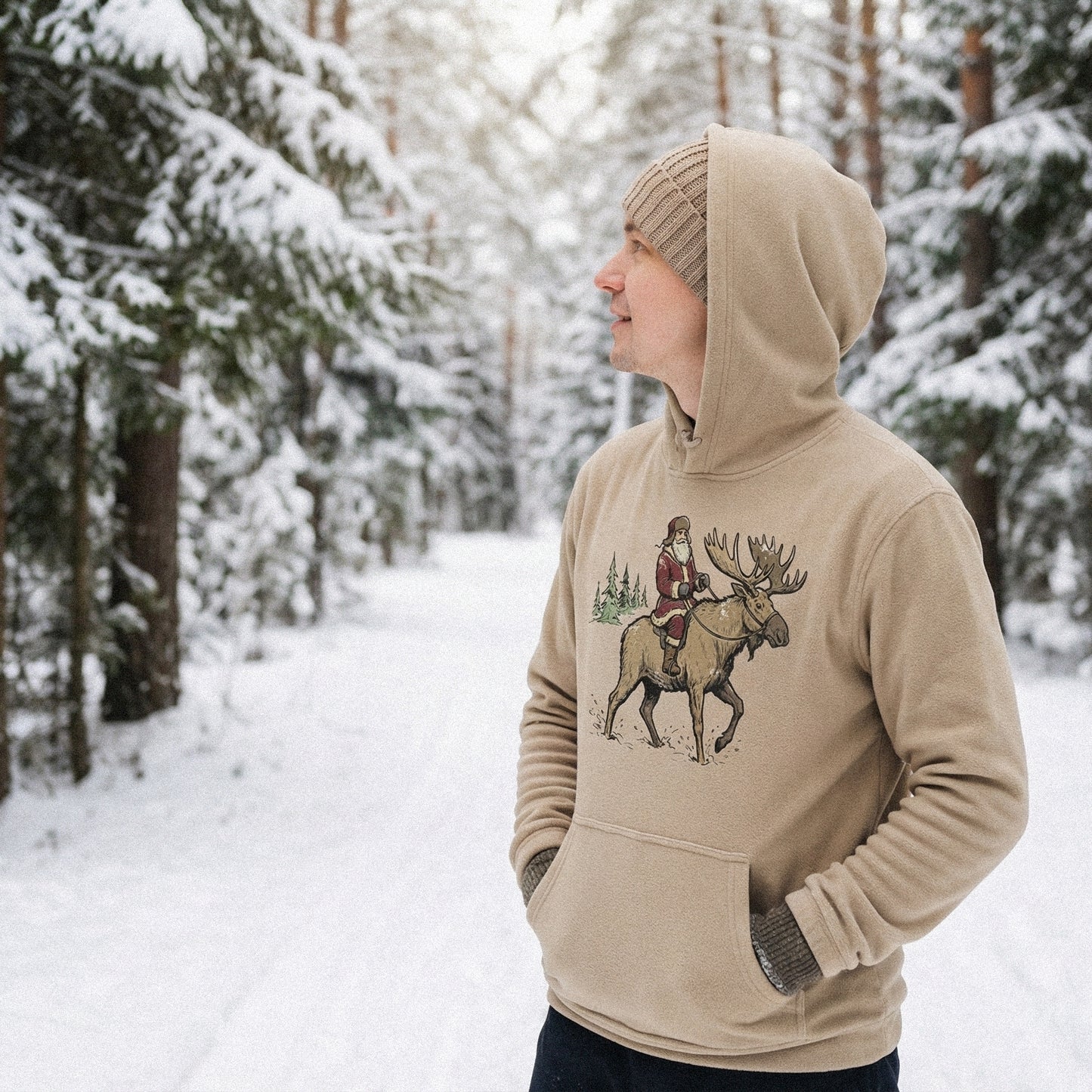 Santa Riding Moose PNG, Christmas Shirt Design - 300 DPI Design for T-Shirt