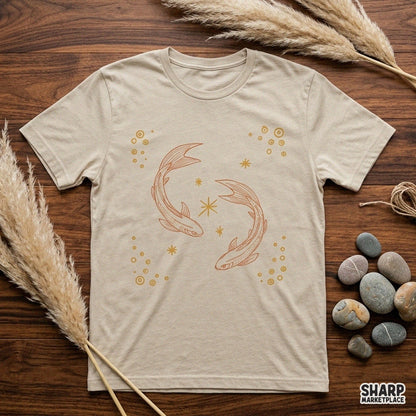 Orange koi fish swimming in a mystical yin yang pond sublimation PNG graphic for retro summer t-shirt designs