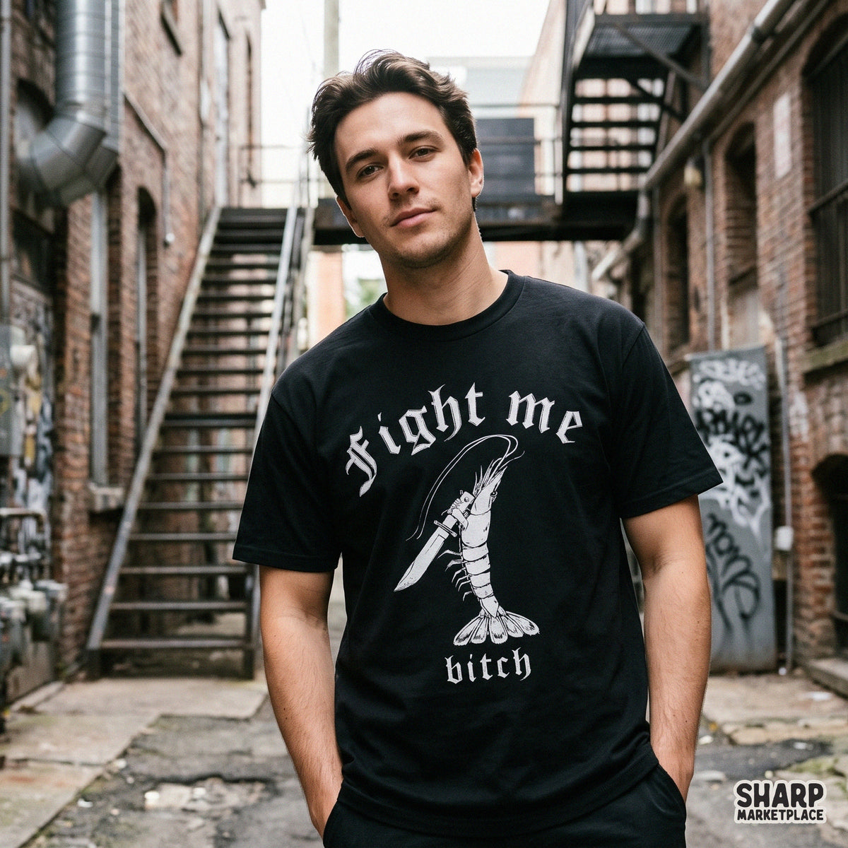 Fight Me Bitch Sublimation PNG, Funny Shrimp Knife Shirt