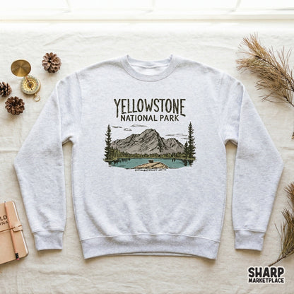 Rustic wilderness illustration with rugged peaks and a forest, designed for DIY projects like custom shirts, stickers, or outdoor-themed souvenirs.