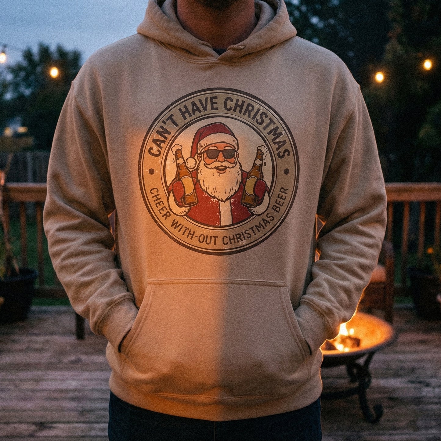 Can't Have Christmas Without Beer PNG, Santa Holding Bottles - 300 DPI