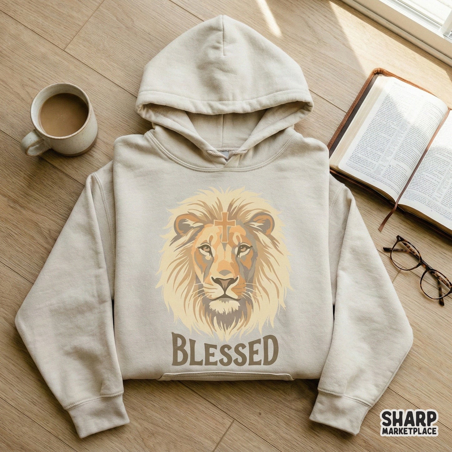 Blessed Lion Christian PNG, Inspirational Faith Shirt Design - 300 DPI
