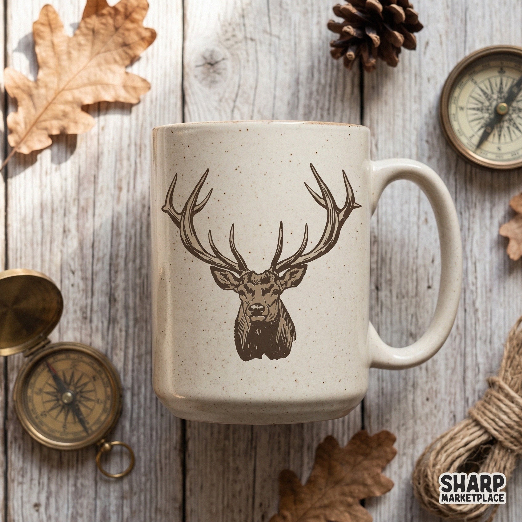 Rustic elk head with antlers vintage drawing hunting png sublimation design for shirts